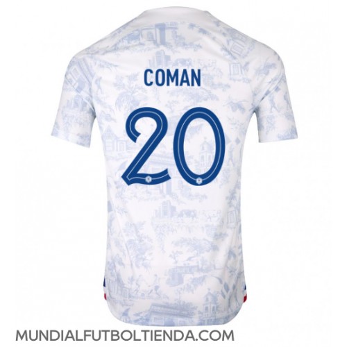 Camiseta Francia Kingsley Coman #20 Segunda Equipación Replica Mundial 2022 mangas cortas